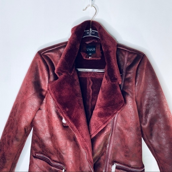 Merlot Aviator Moto Jacket Liola Italian Fashion - Picture 3 of 13